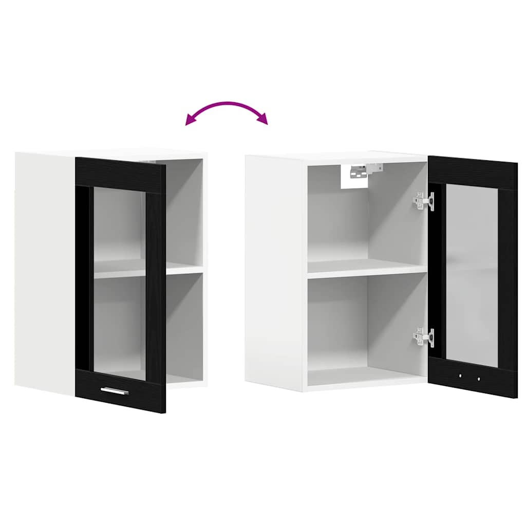 Hanging Glass Cabinet Black Oak 40x31x60 cm Engineered Wood