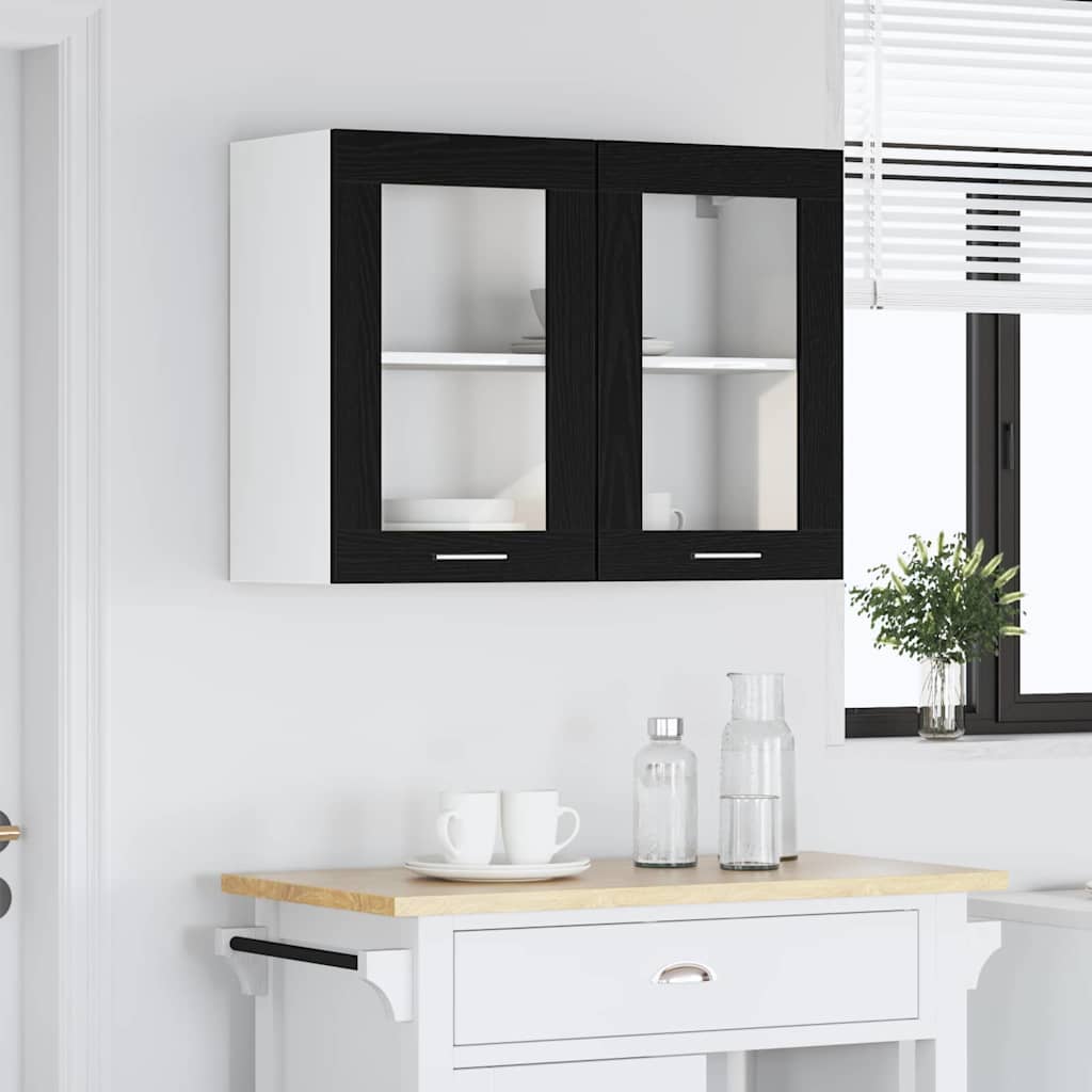 Hanging Glass Cabinet with Shelf Riga Black oak 80 x 31 x 60 cm
