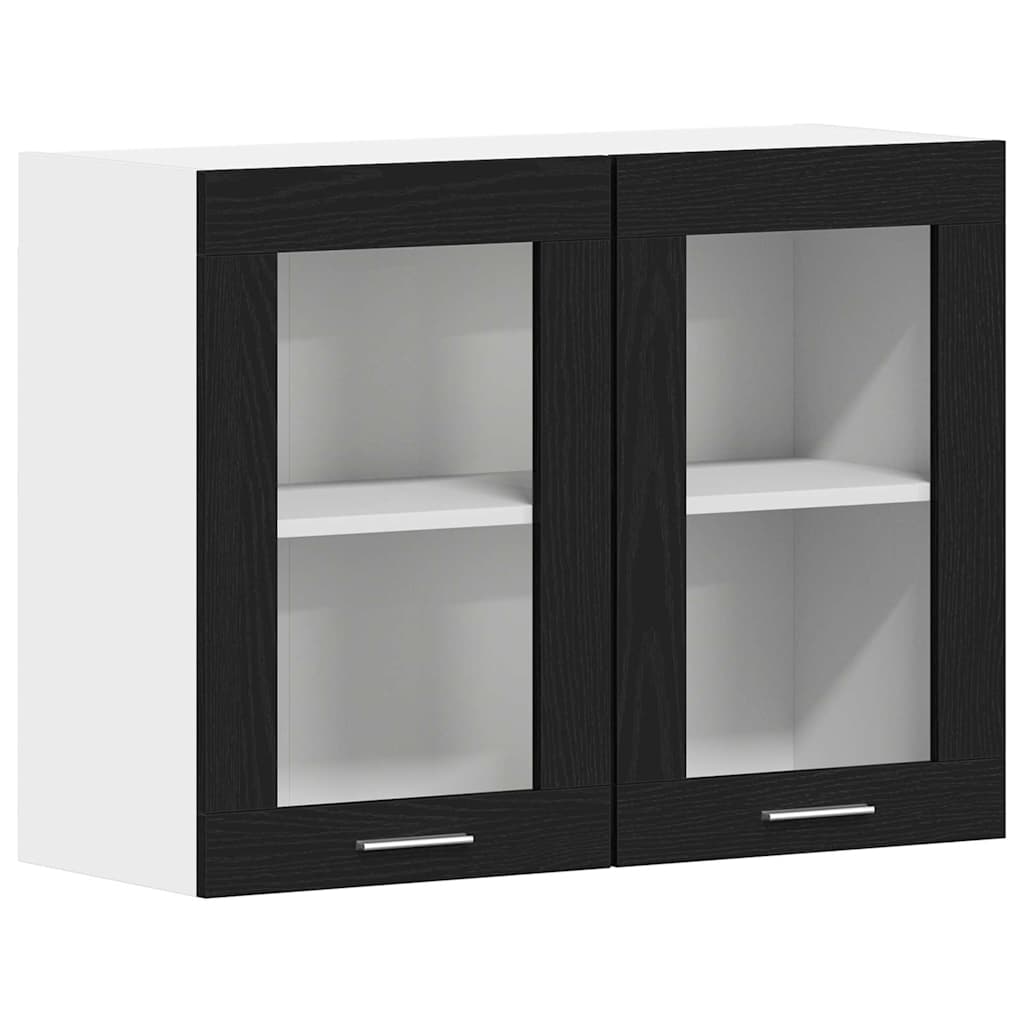 Hanging Glass Cabinet with Shelf Riga Black oak 80 x 31 x 60 cm