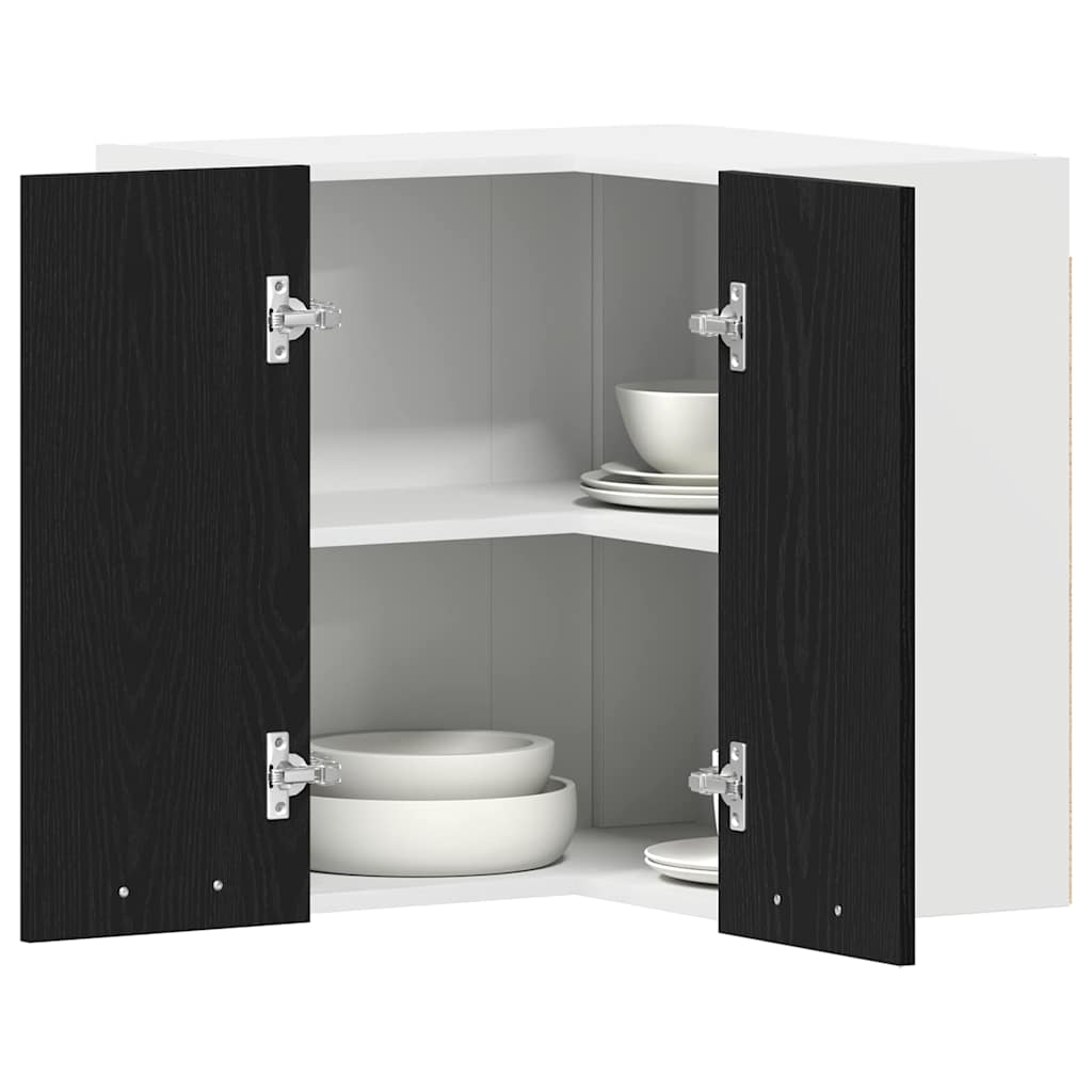 Hanging Corner Cabinet with Door Riga Black oak 57 x 57 x 60 cm