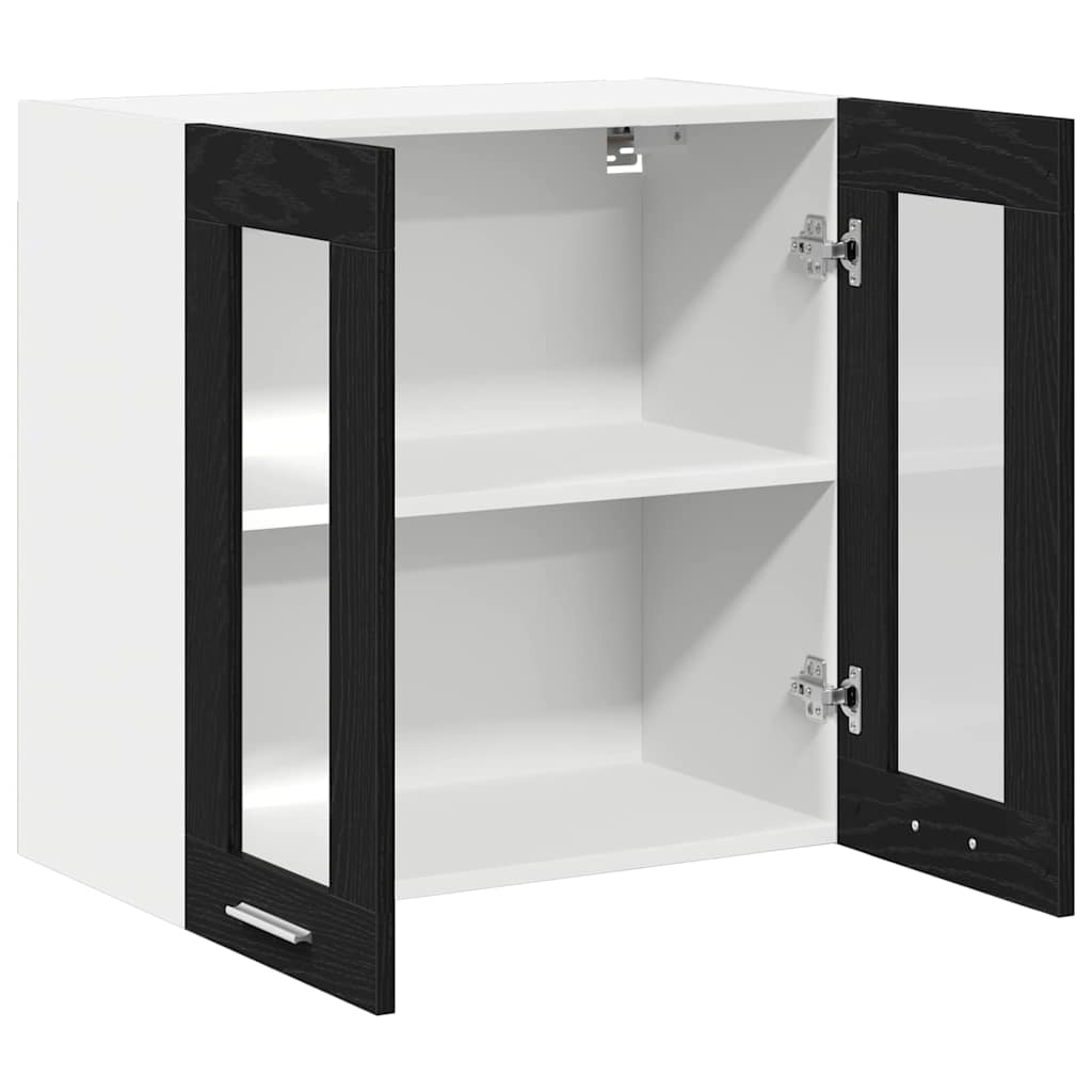 Hanging Glass Cabinet with Shelf Riga Black oak 60 x 31 x 60 cm