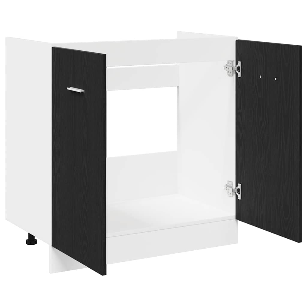 Sink Bottom Cabinet Black Oak 80x46x81.5 cm Engineered Wood