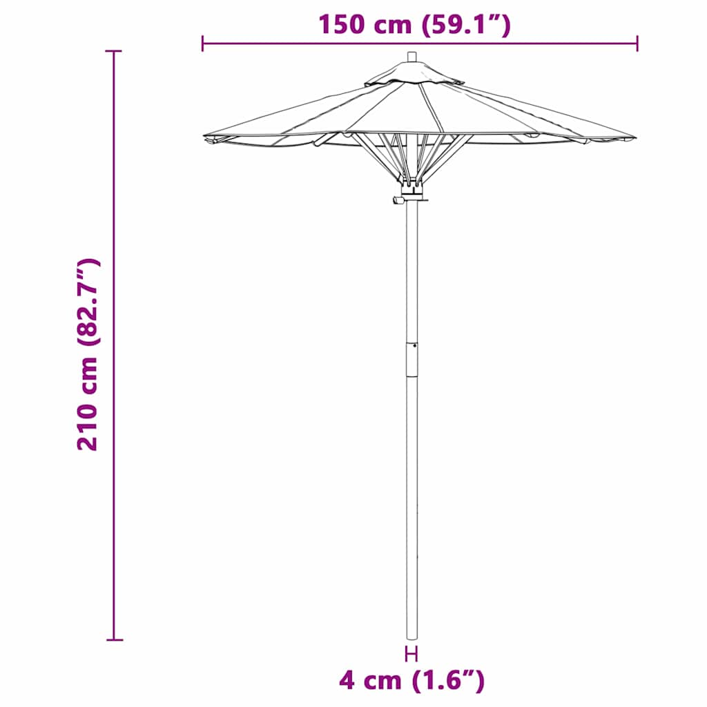 Garden Parasol Cream white 150 x 150 x 210 cm Bamboo