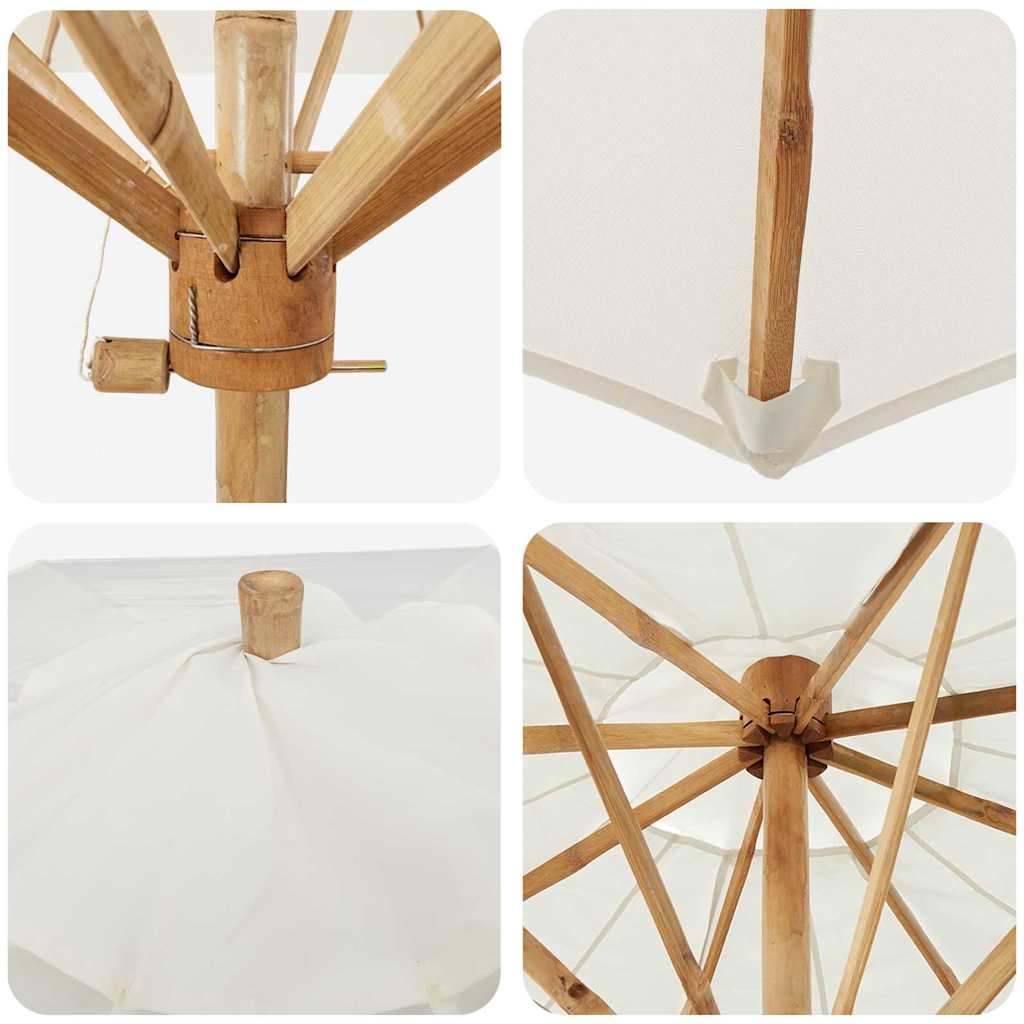 Garden Parasol Cream white 180 x 180 x 230 cm Bamboo