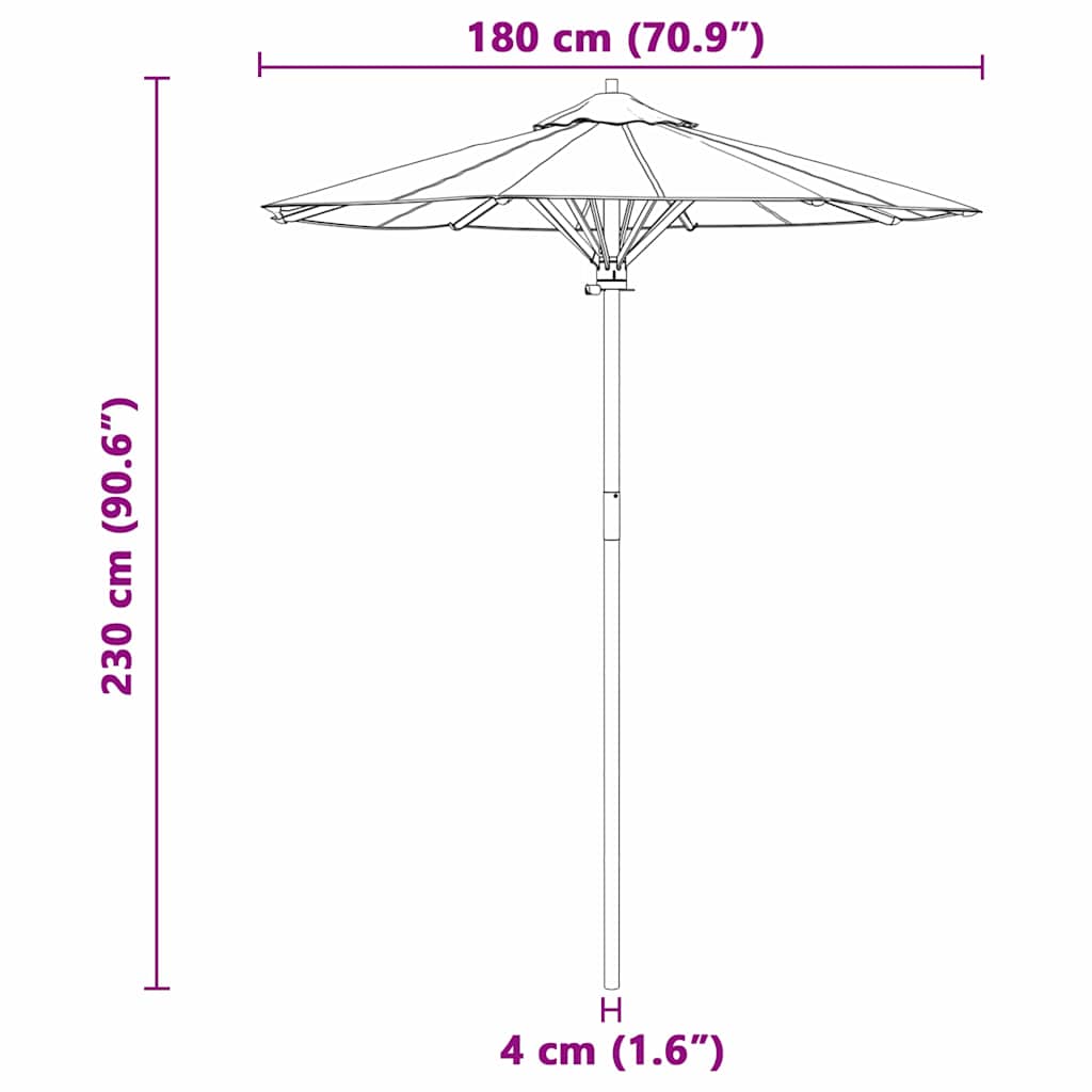 Garden Parasol Cream white 180 x 180 x 230 cm Bamboo