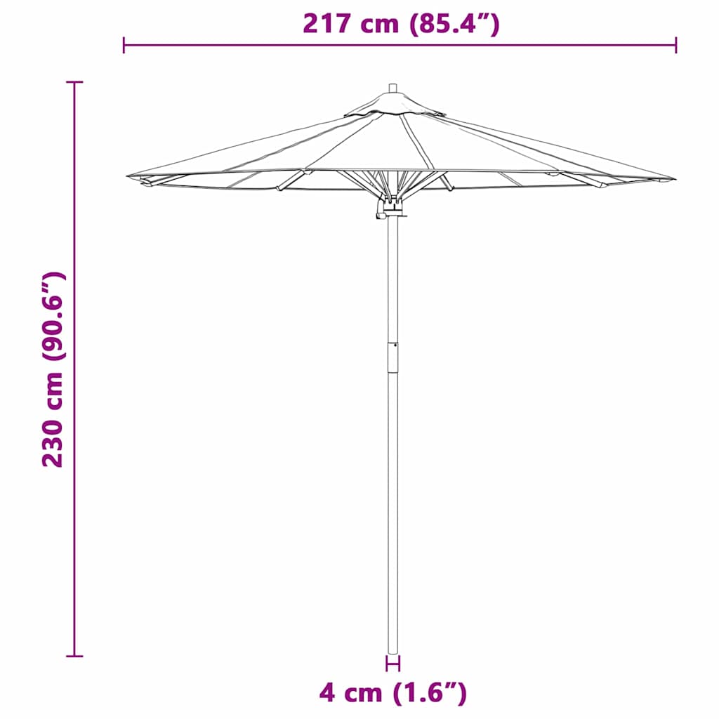 Garden Parasol Cream white 217 x 217 x 230 cm Bamboo