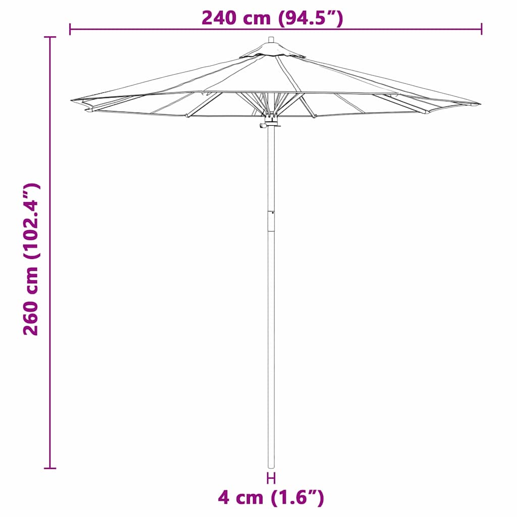 Garden Parasol Cream white 240 x 240 x 260 cm Bamboo