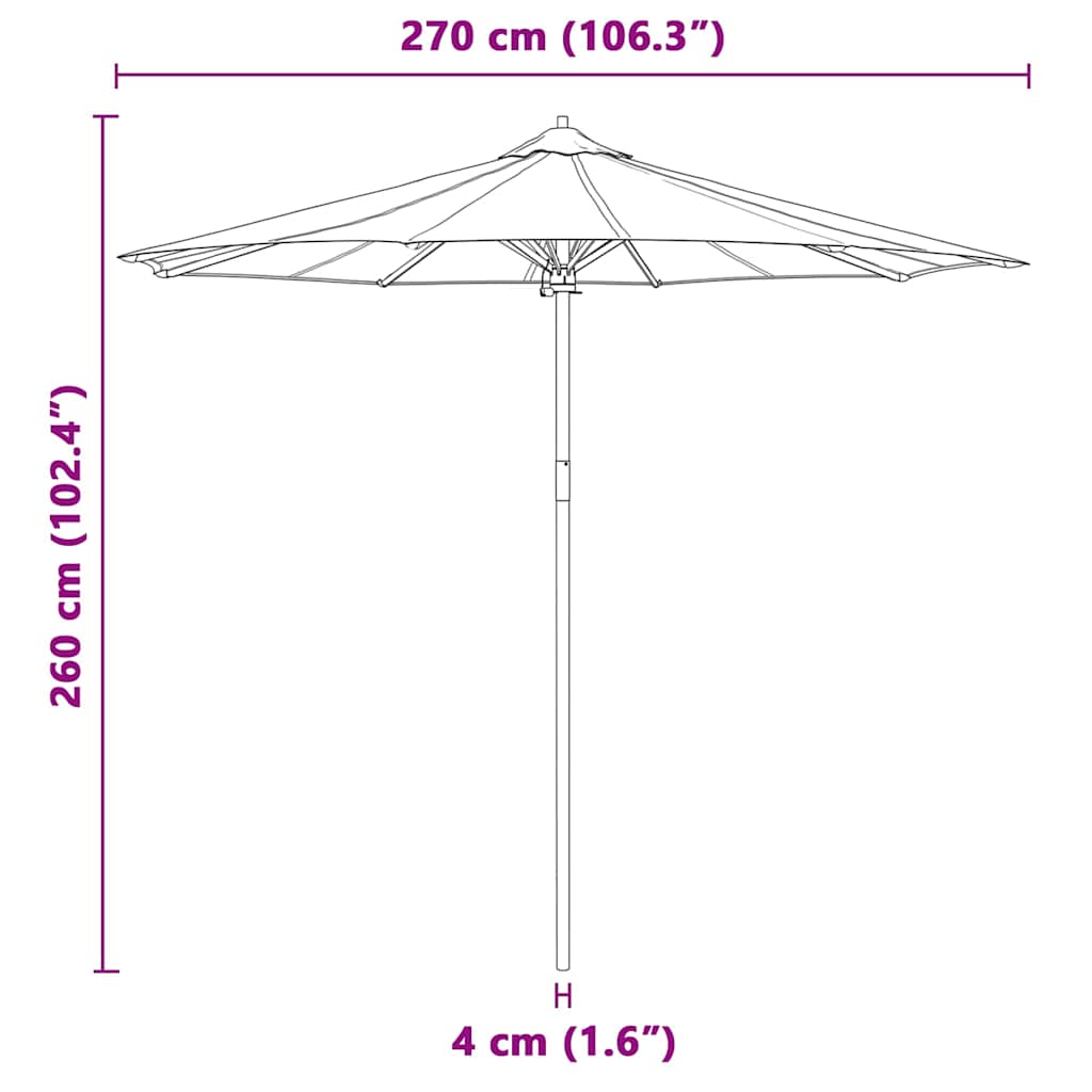 Garden Parasol Cream white 270 x 270 x 260 cm Bamboo