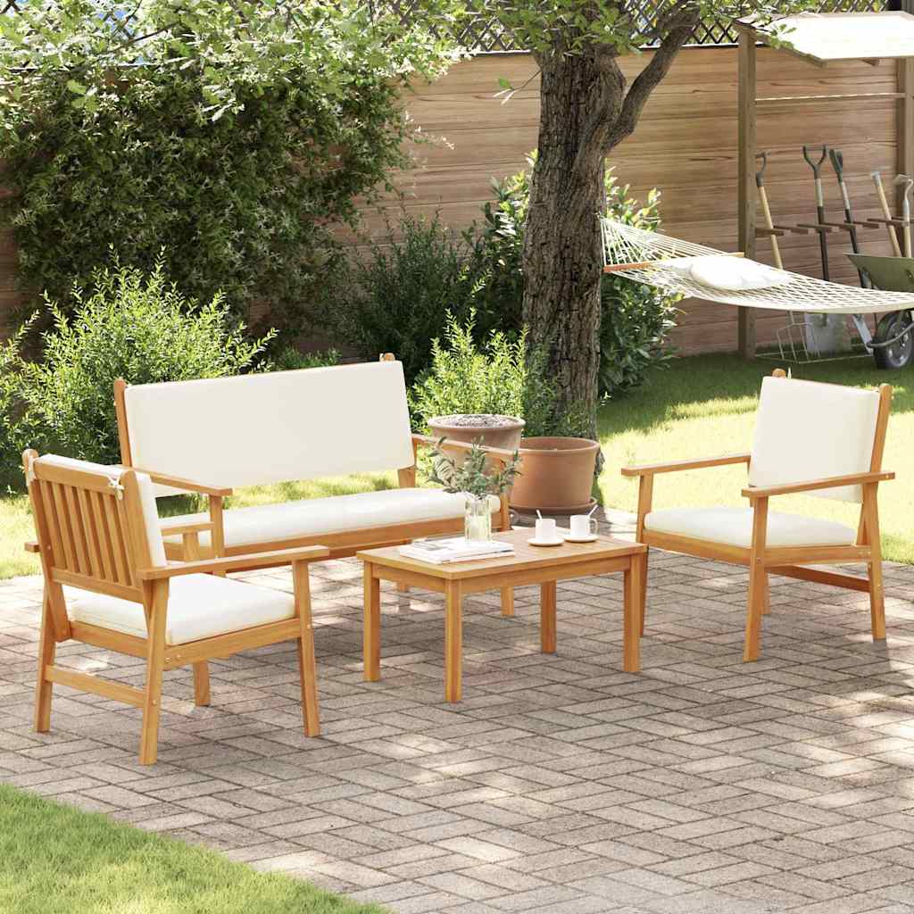 Garden Sofa Set with Cushion 4 pcs Brown Solid Acacia wood