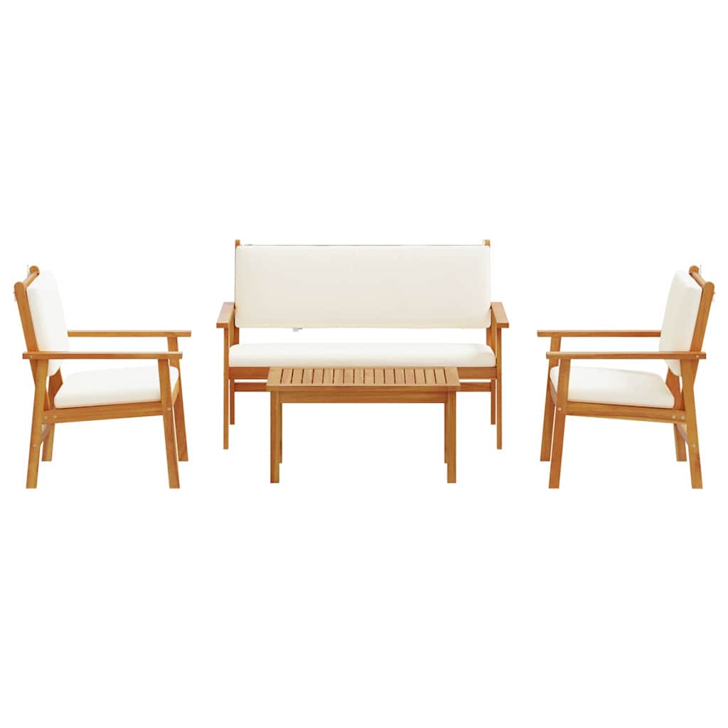 Garden Sofa Set with Cushion 4 pcs Brown Solid Acacia wood