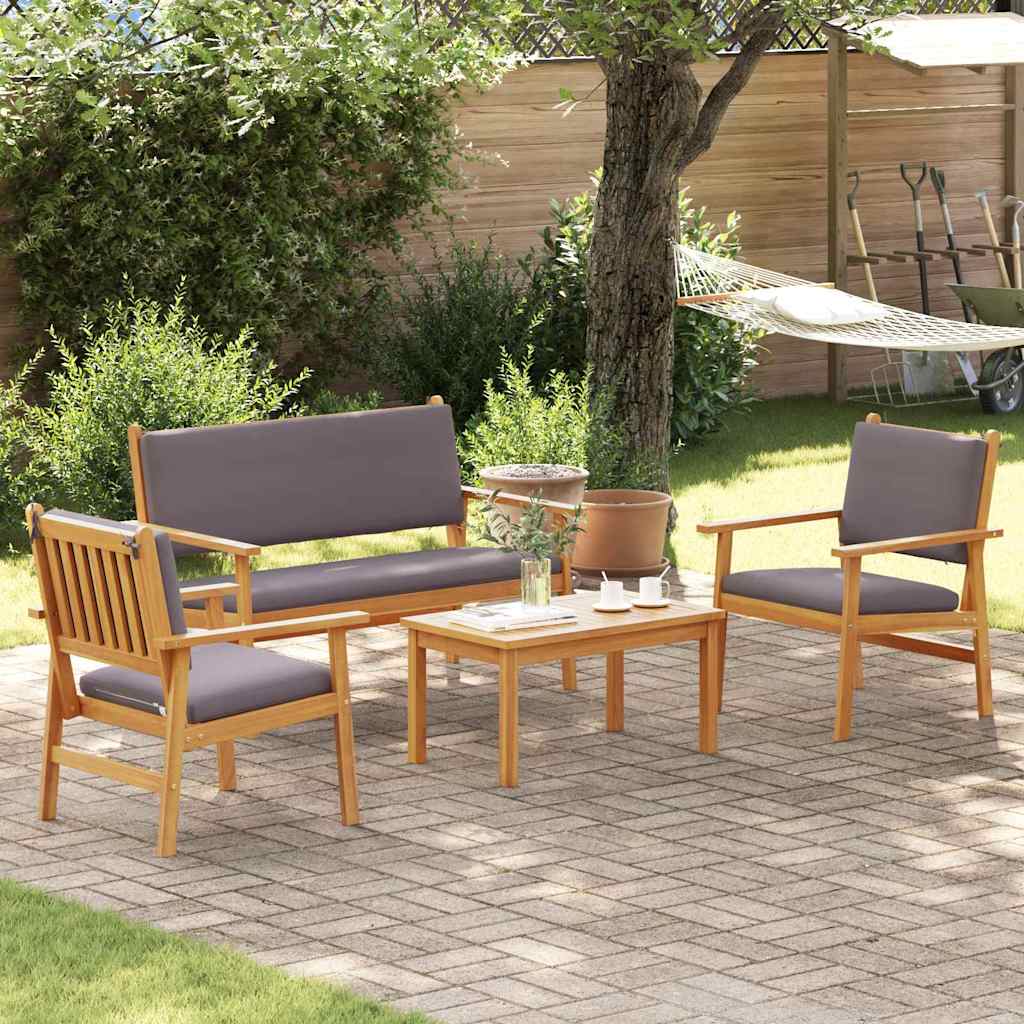 Garden Sofa Set with Cushion 4 pcs Brown Solid Acacia wood