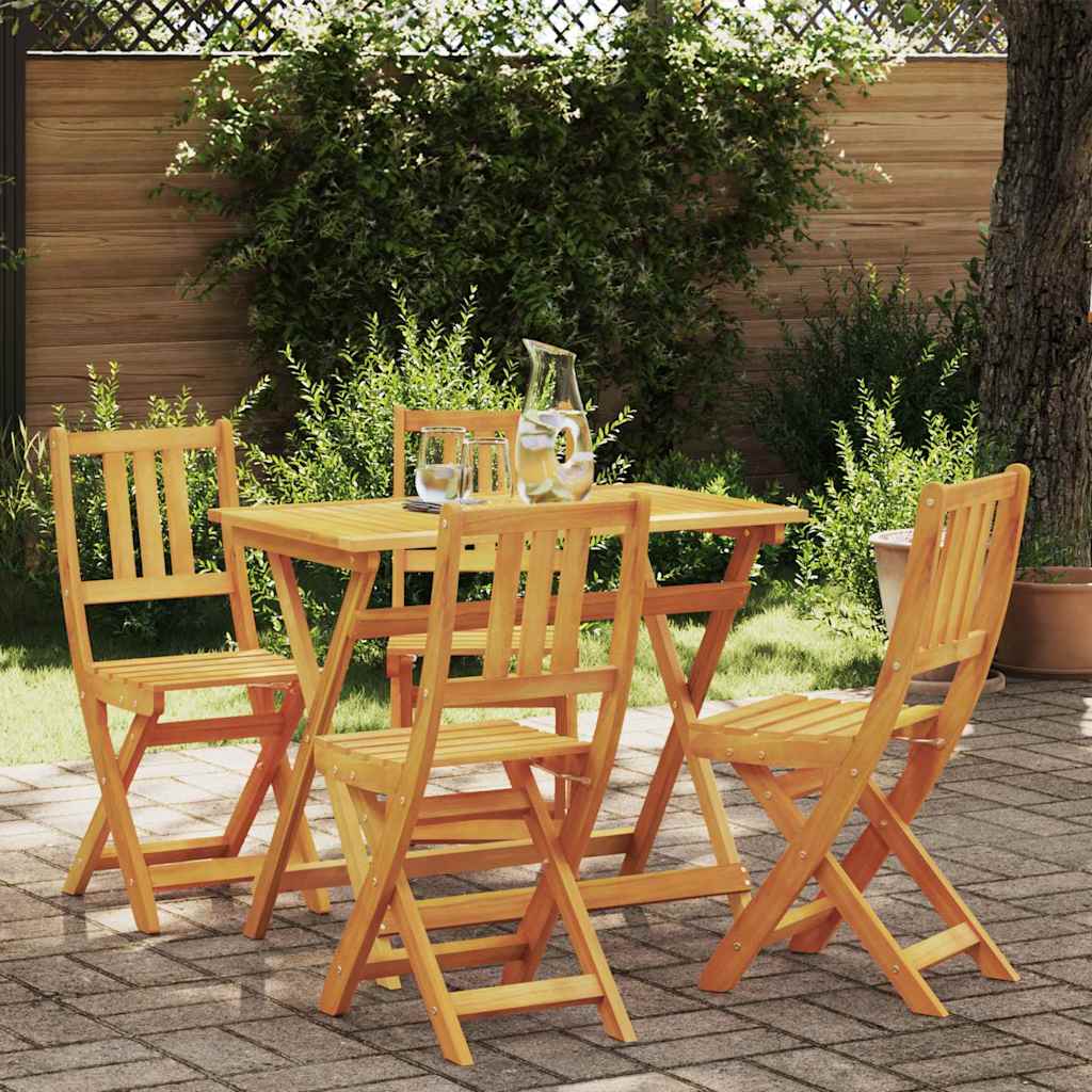 Garden Bistro Set Folding 5 pcs Brown Solid acacia wood