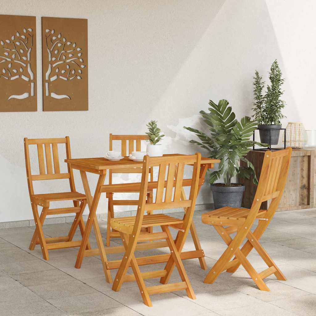 Garden Bistro Set Folding 5 pcs Brown Solid acacia wood