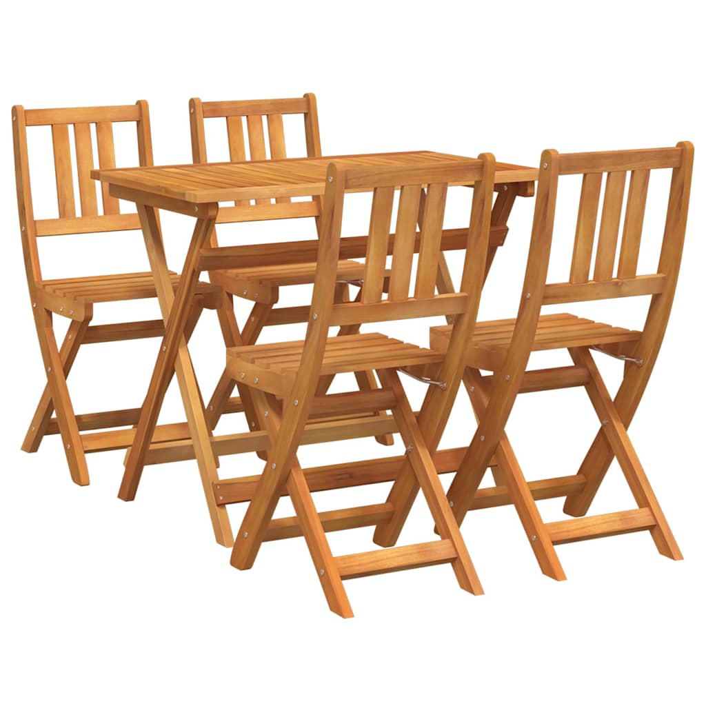 Garden Bistro Set Folding 5 pcs Brown Solid acacia wood