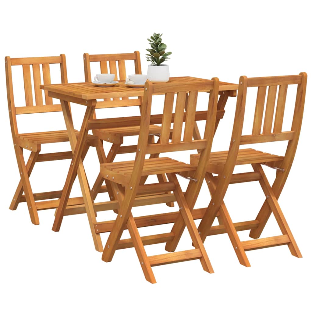 Garden Bistro Set Folding 5 pcs Brown Solid acacia wood