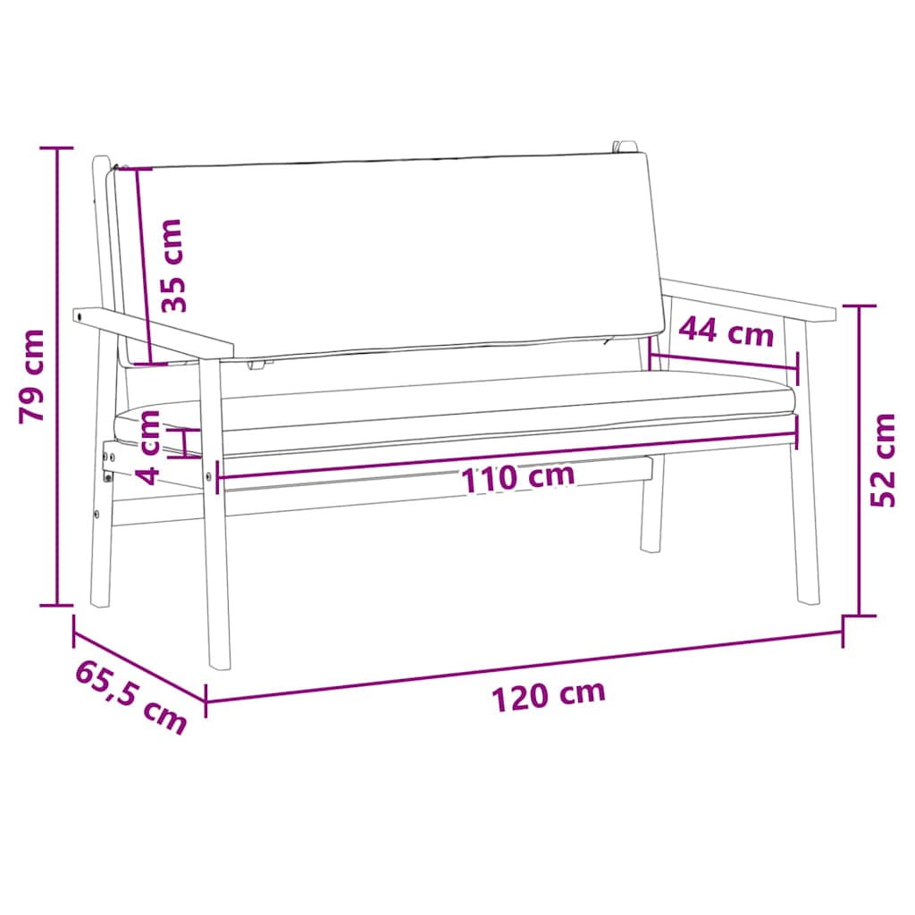 Garden Bench with Cushion Brown Solid Acacia wood