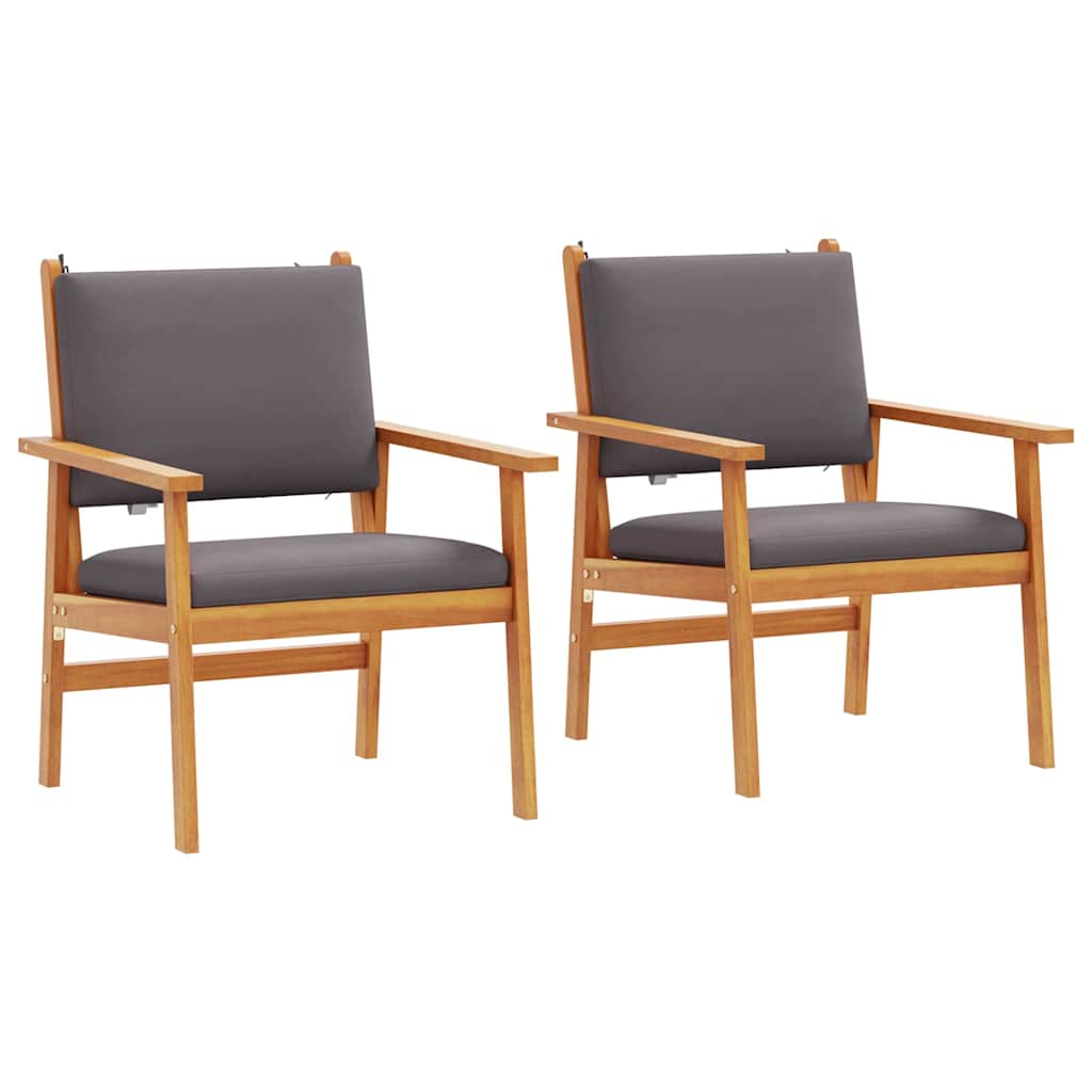 Garden Chair with Cushion 2 pcs Brown Solid Acacia wood