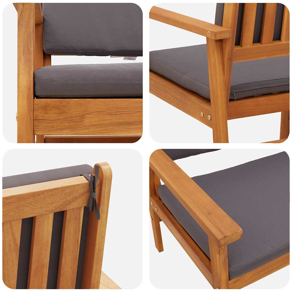 Garden Bench with Cushion Brown Solid Acacia wood