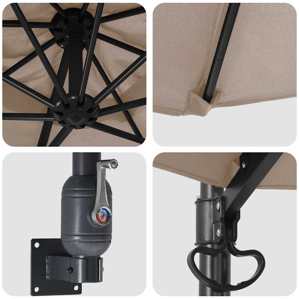 Garden Parasol Taupe and Black 248 x 248 x 148 cm