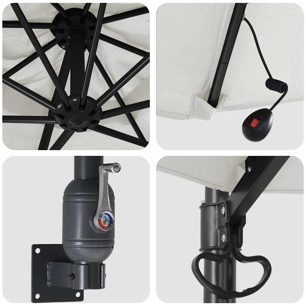 Garden Parasol Manual Beige and Black 248 x 248 x 148 cm