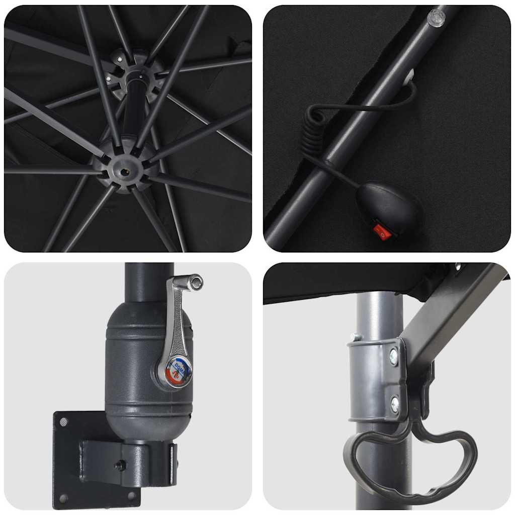 Garden Parasol Black 248.5 x 247.5 x 160 cm Fabric