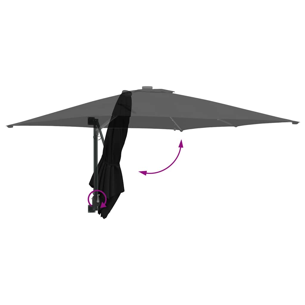 Garden Parasol Black 248.5 x 247.5 x 160 cm Fabric