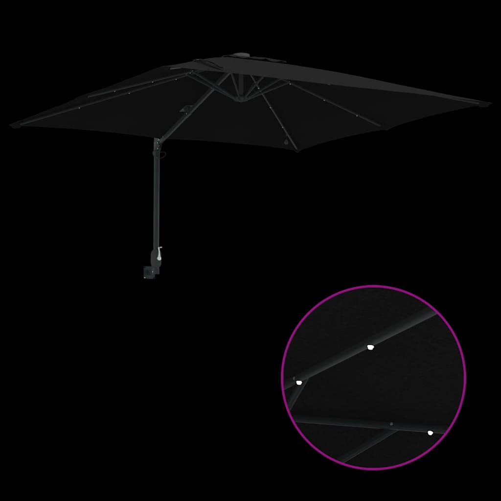 Garden Parasol Black 248.5 x 247.5 x 160 cm Fabric