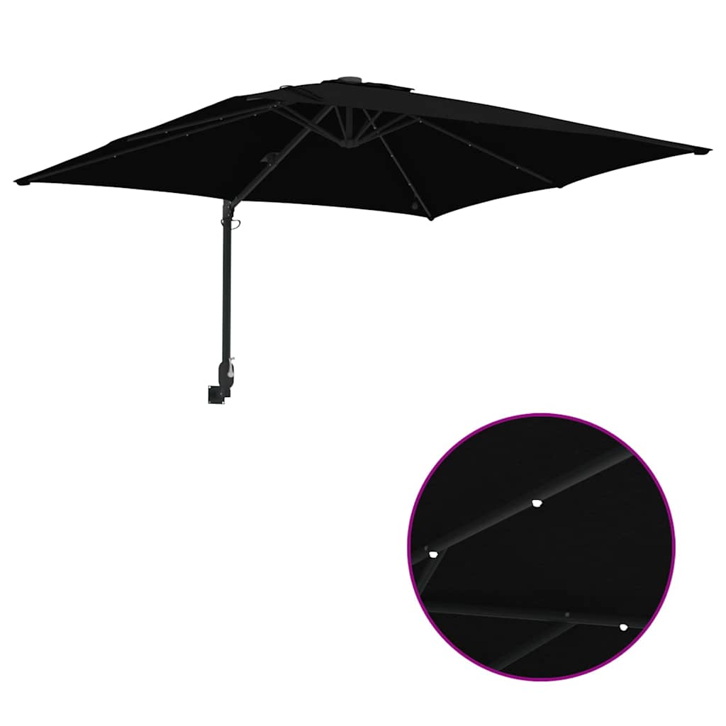 Garden Parasol Black 248.5 x 247.5 x 160 cm Fabric