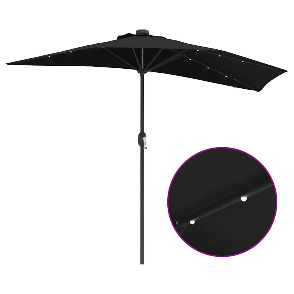Garden Parasol Black 294 x 150 x 223 cm Fabric