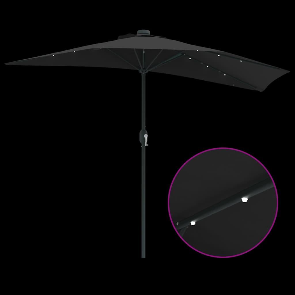 Garden Parasol Black 294 x 150 x 224 cm Fabric