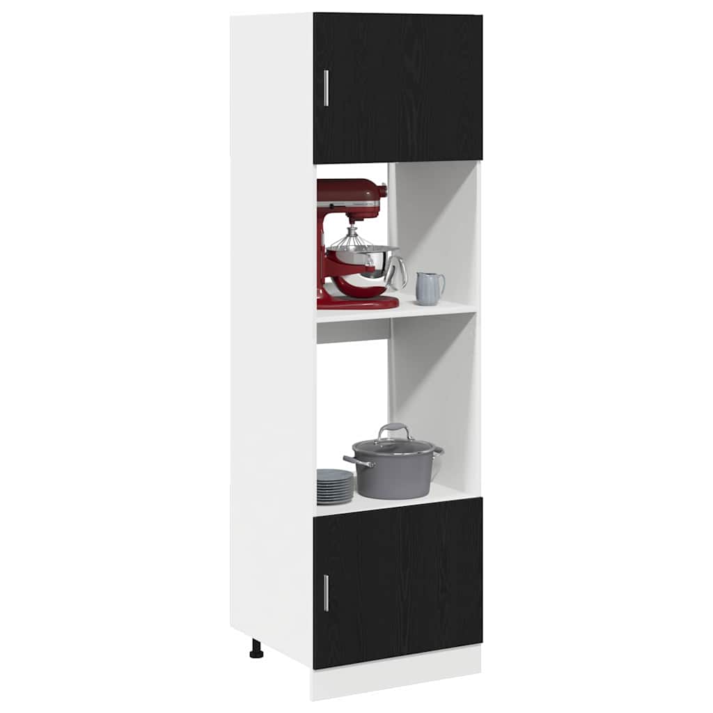 Microwave Cabinet with Shelf Riga Black oak 60 x 57 x 207 cm