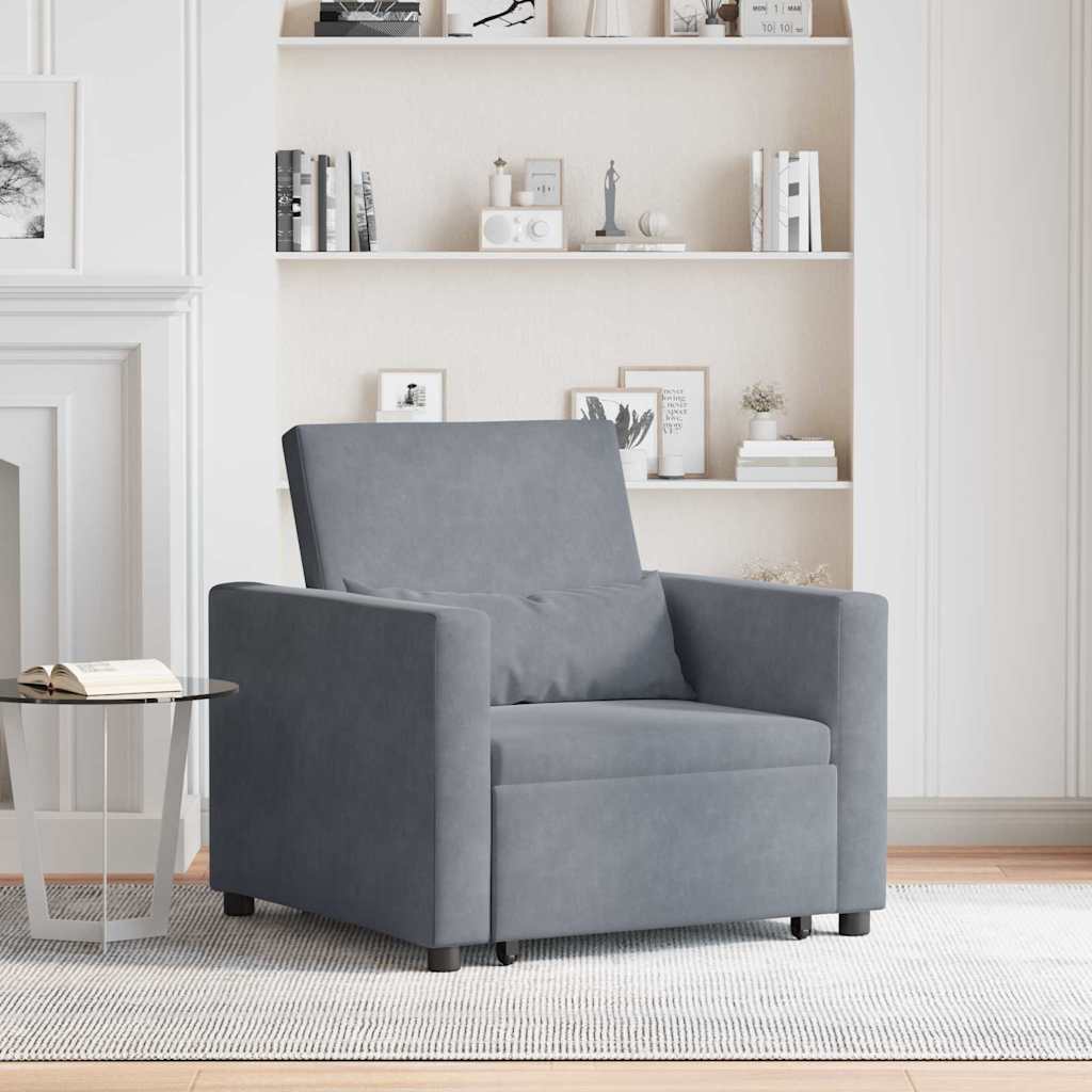 Single Sofa Bed Reclining Dark grey 90 x 165 x 87 cm Velvet