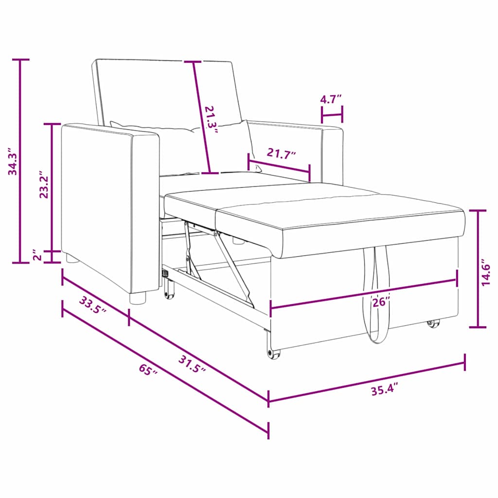 Single Sofa Bed Reclining Dark grey 90 x 165 x 87 cm Velvet