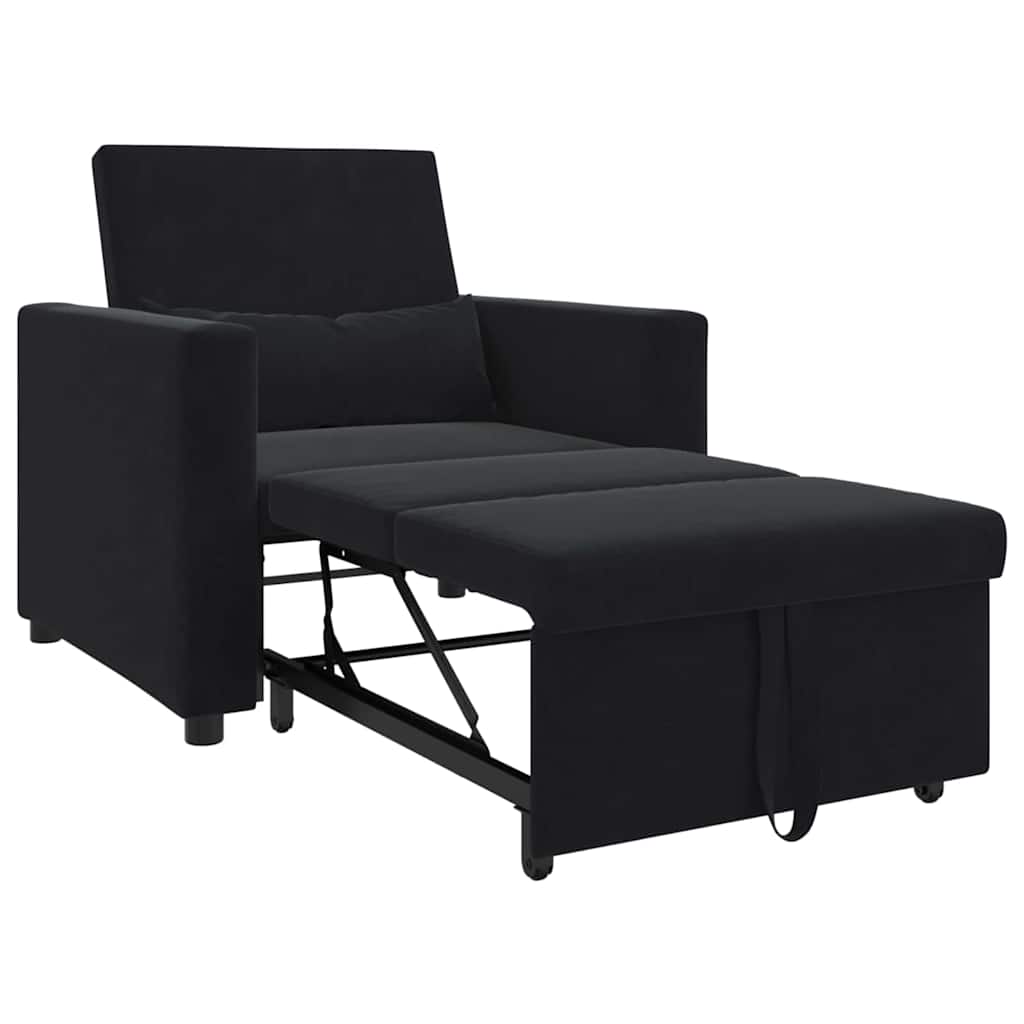 Single Sofa Bed Reclining Black 90 x 165 x 87 cm Velvet