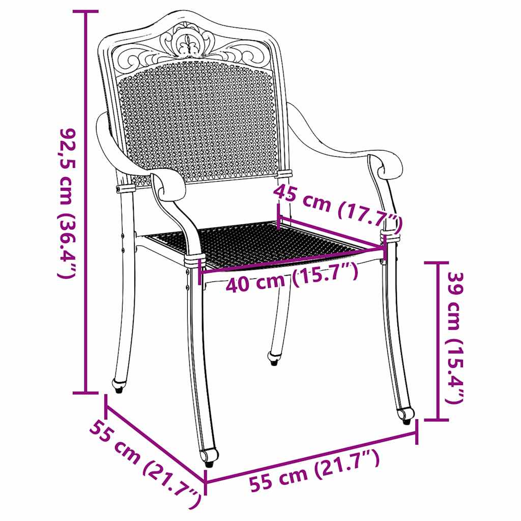 Garden Chair 2 pcs White 55 x 56.5 x 91cm Aluminium