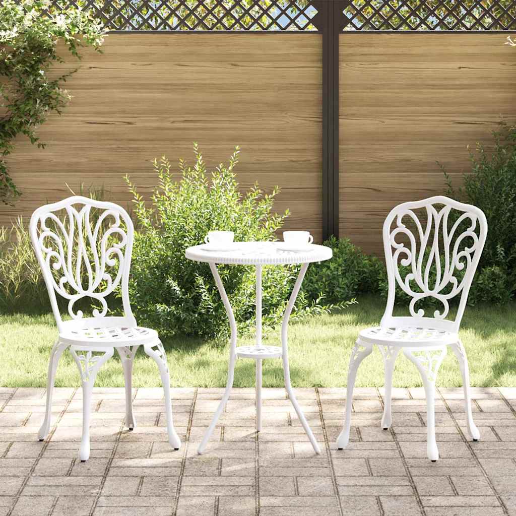 Garden Bistro Set 3 pcs White Aluminium