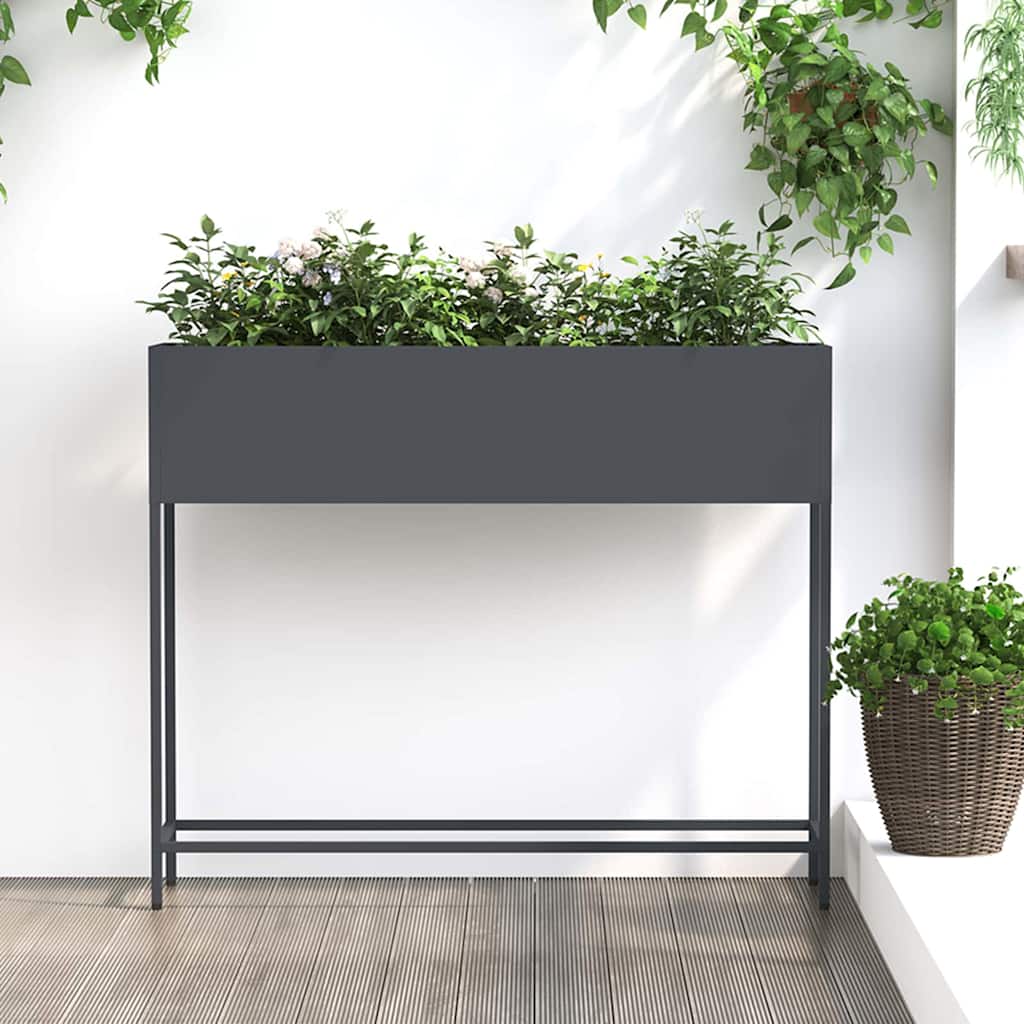 Raised Garden Planter Anthracite 100 x 26 x 82 cm Steel