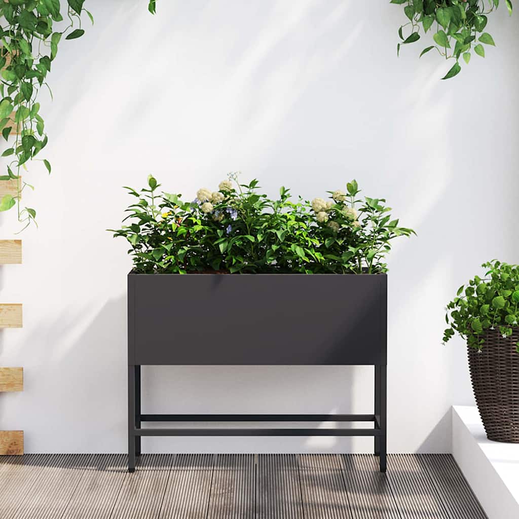 Raised Garden Planter Black 60 x 26 x 45 cm Steel