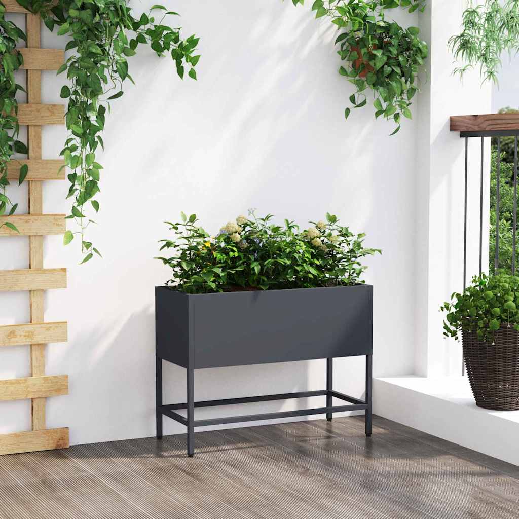 Raised Garden Planter Anthracite 60 x 26 x 45 cm Steel