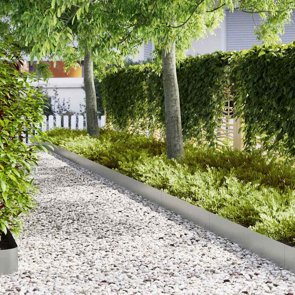 Lawn Edging 30 pcs Silver 100 x 0.05 x 20 cm Galvanised Steel