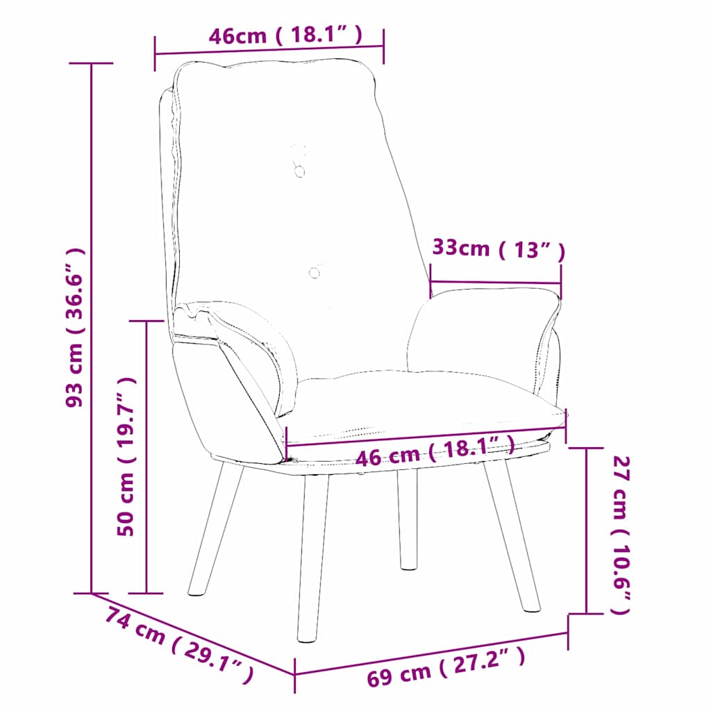 Relaxing Chair Dark grey 69 x 74 x 93 cm Fabric