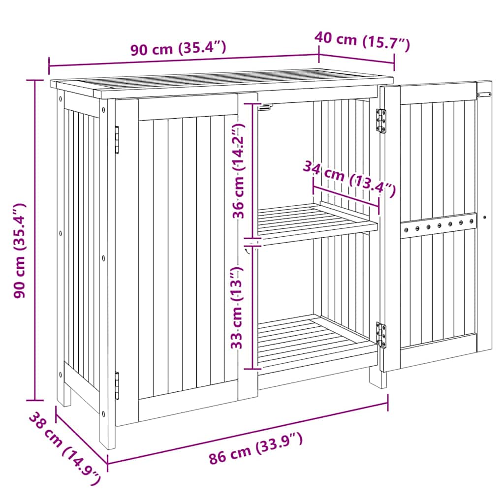 Garden Cabinet Other Brown 90 x 40 x 90 cm Solid acacia wood