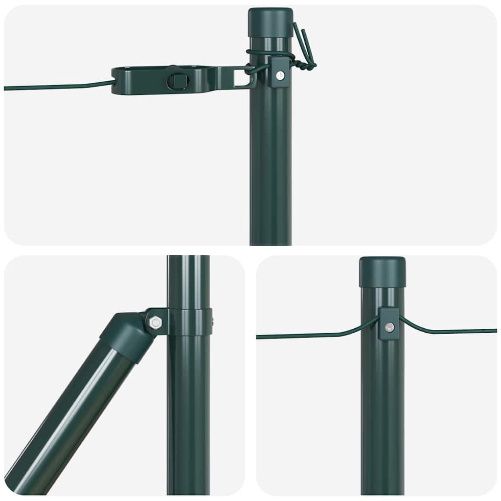 Fence Posts Manual 7 pcs Green Ø32mm 100 cm Galvanised steel