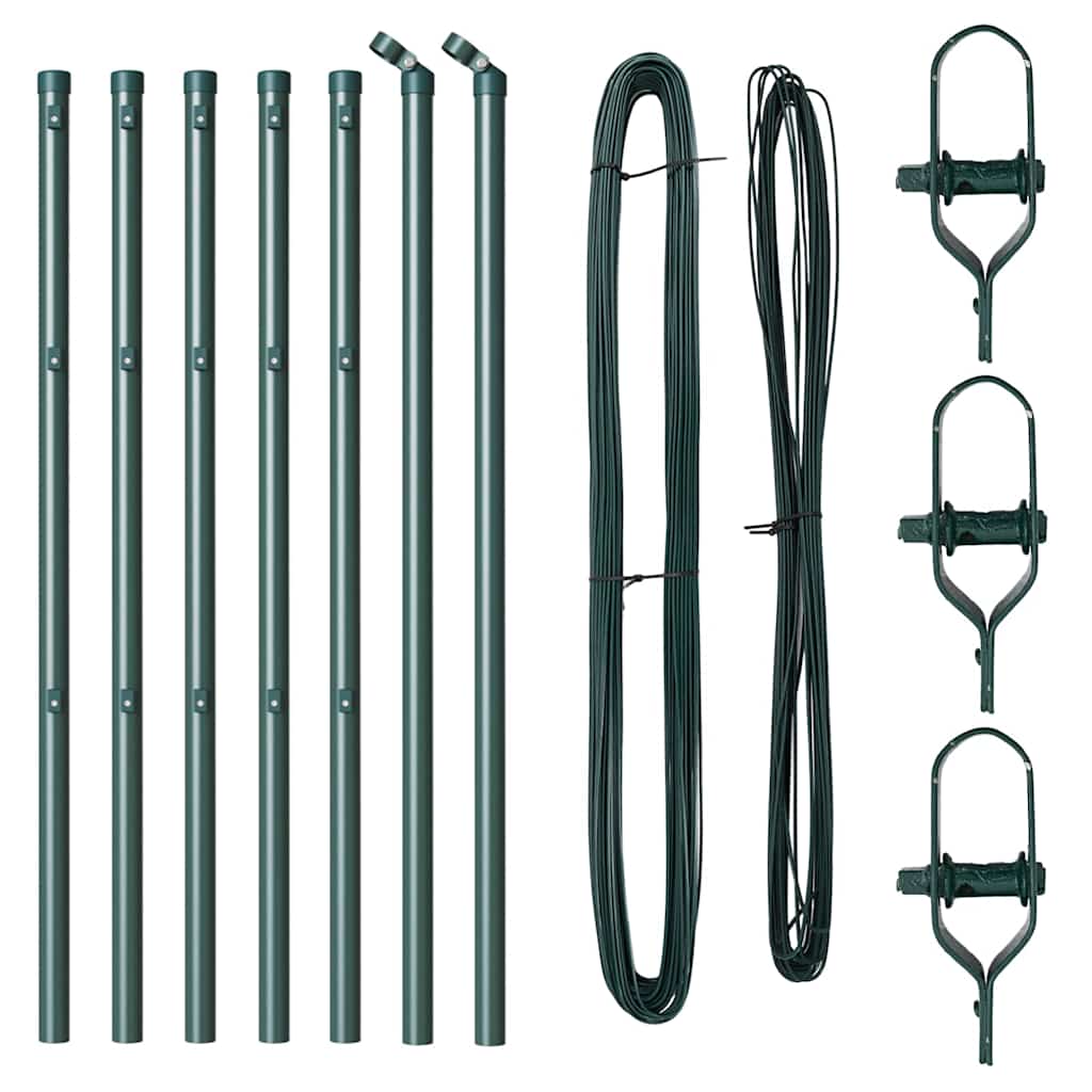 Fence Posts Manual 7 pcs Green Ø32mm 120 cm Galvanised steel