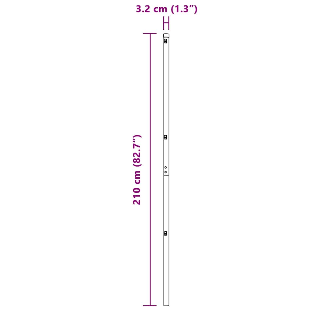 Fence Posts Manual 7 pcs Green Ø32mm 210 cm Galvanised steel