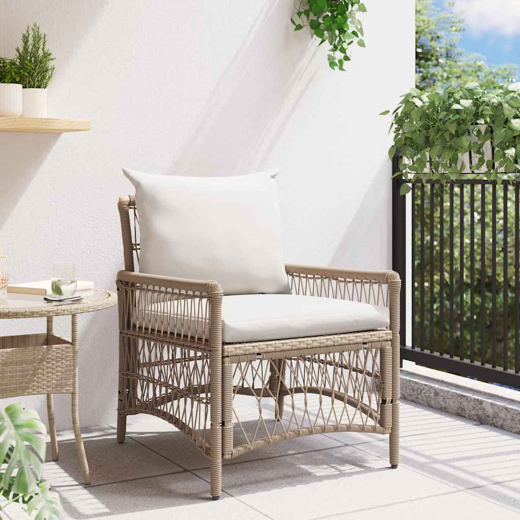 Garden Chair Beige 60 x 70 x 78cm Poly Rattan