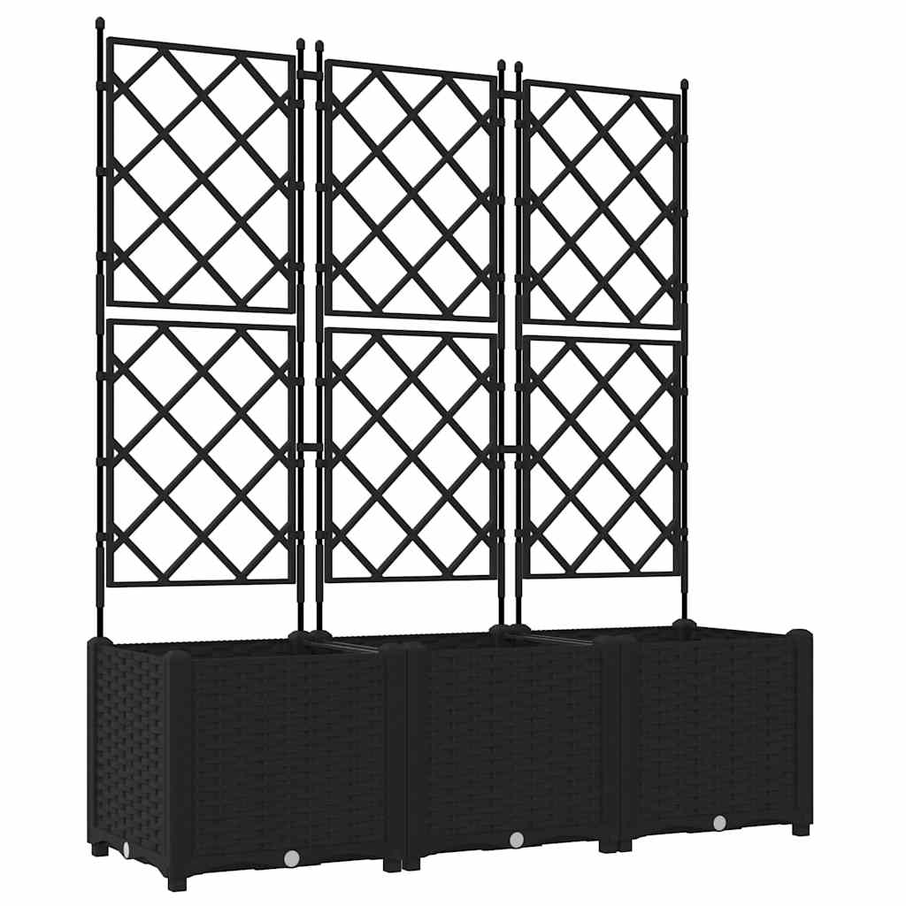 Garden Planter with Trellis 3 pcs Black 120 x 40 x 143 cm PP