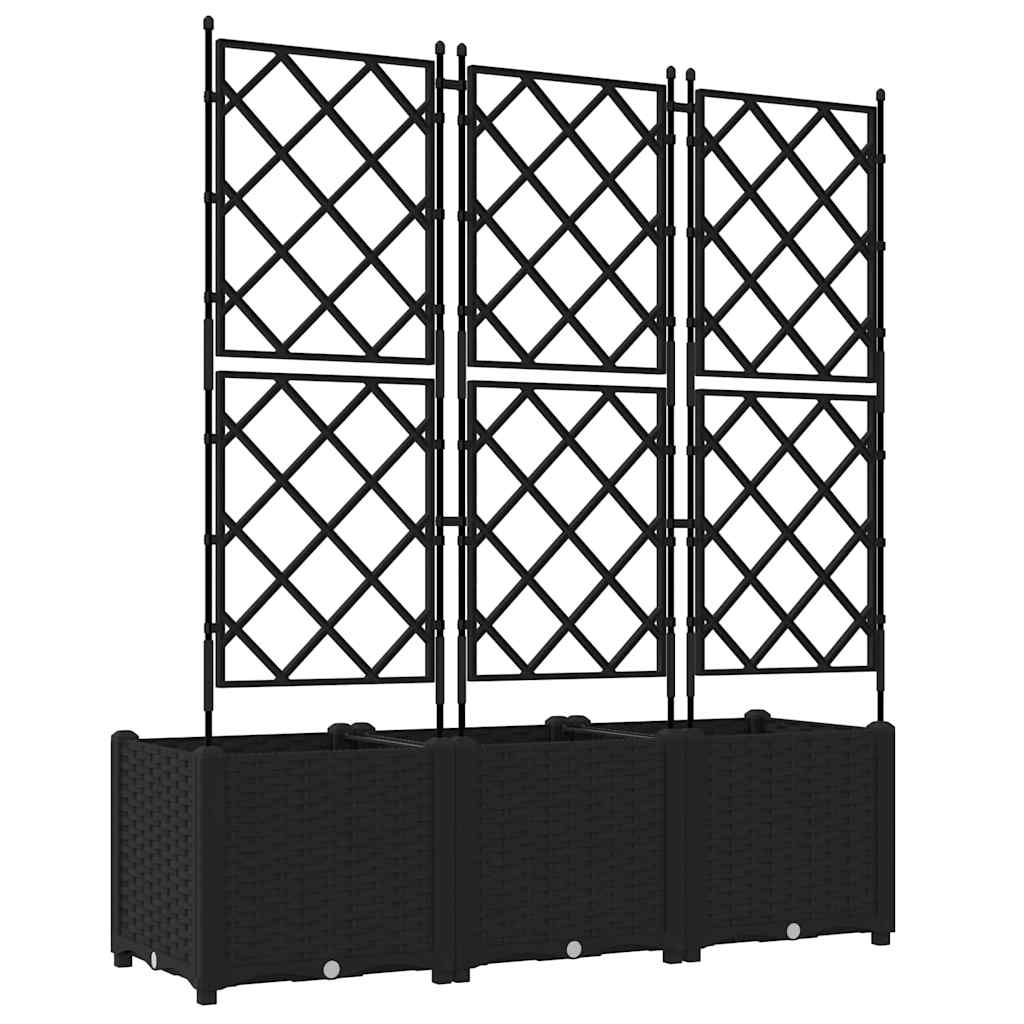 Garden Planter with Trellis 3 pcs Black 120 x 40 x 143 cm PP
