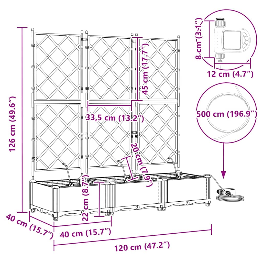 Garden Black 120 x 40 x 126 cm Steel