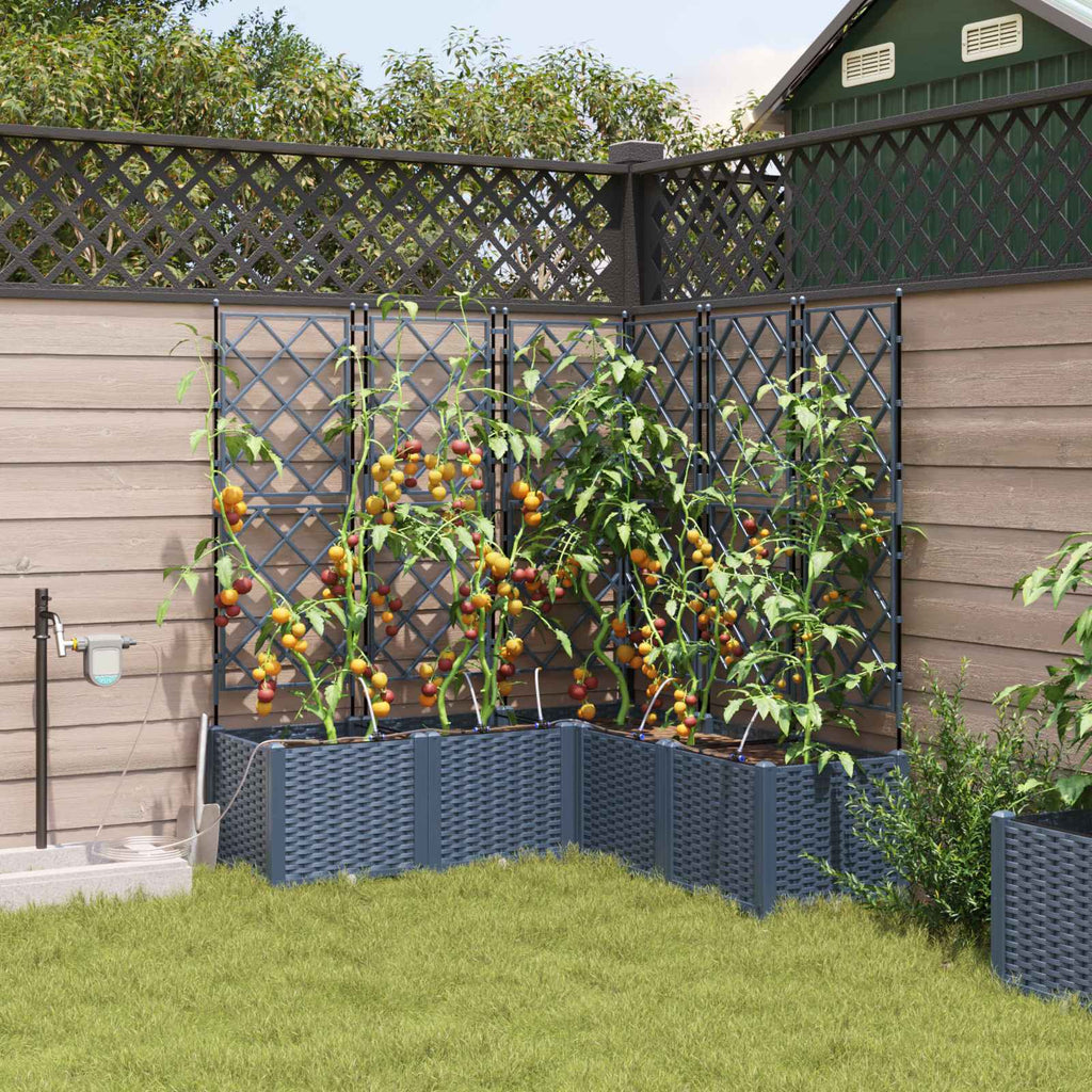Garden Planter with Trellis 3 pcs Grey 120 x 40 x 143 cm PP